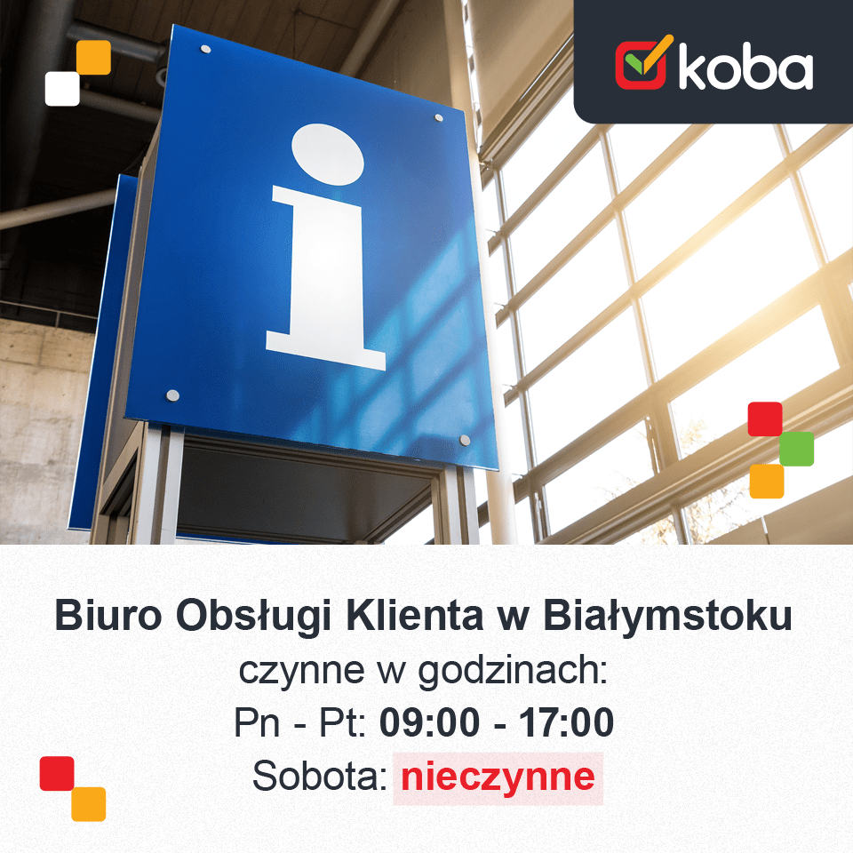 Biuro Obsługi Klienta w Białymstoku czynne w godzinach: 🗓 Pn - Pt: 09:00 - 17:00 🗓 Sobota: nieczynne Za utrudnienia przepraszamy.