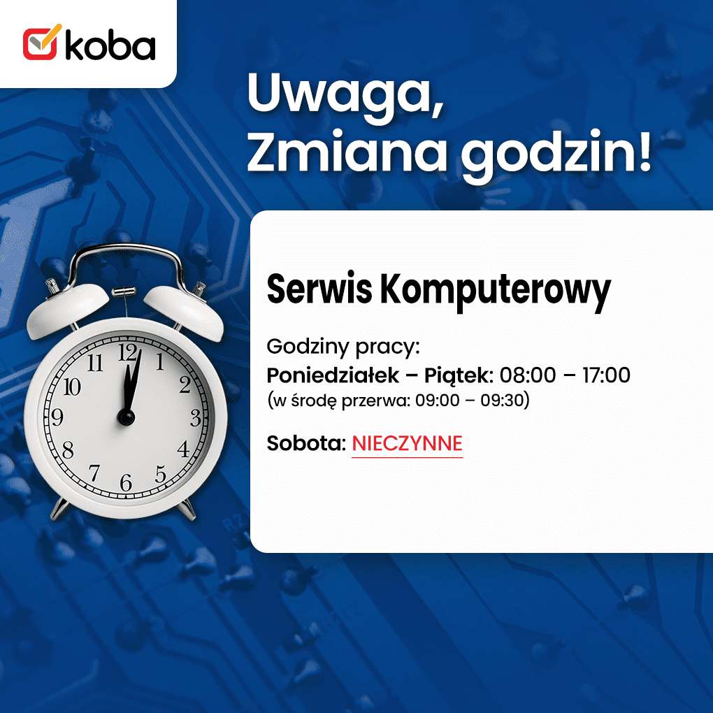 Serwis czynny od poniedziałku do piątku w godzinach 08:00–17:00. W środy obowiązuje przerwa techniczna w godzinach 09:00–09:30. W soboty serwis będzie nieczynny.
