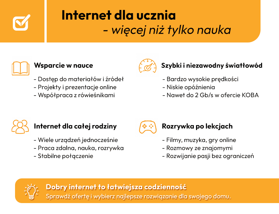 Internet światłowodowy dla ucznia i całej rodziny